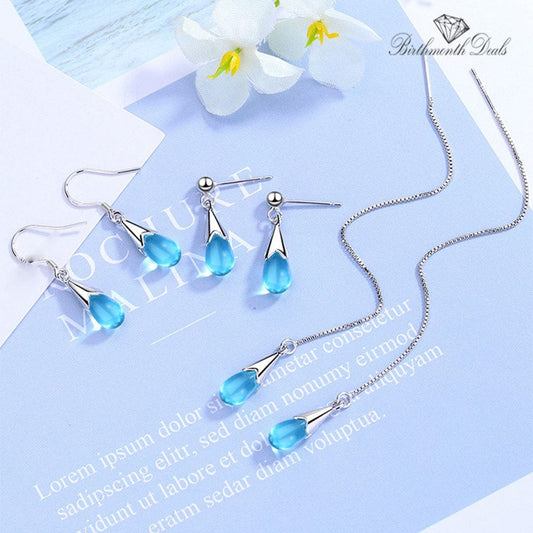 March Aquamarine Birthstone Jewelry Set - Birthmonth Deals