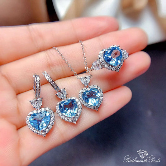 March Aquamarine Birthstone Jewelry Set - Birthmonth Deals