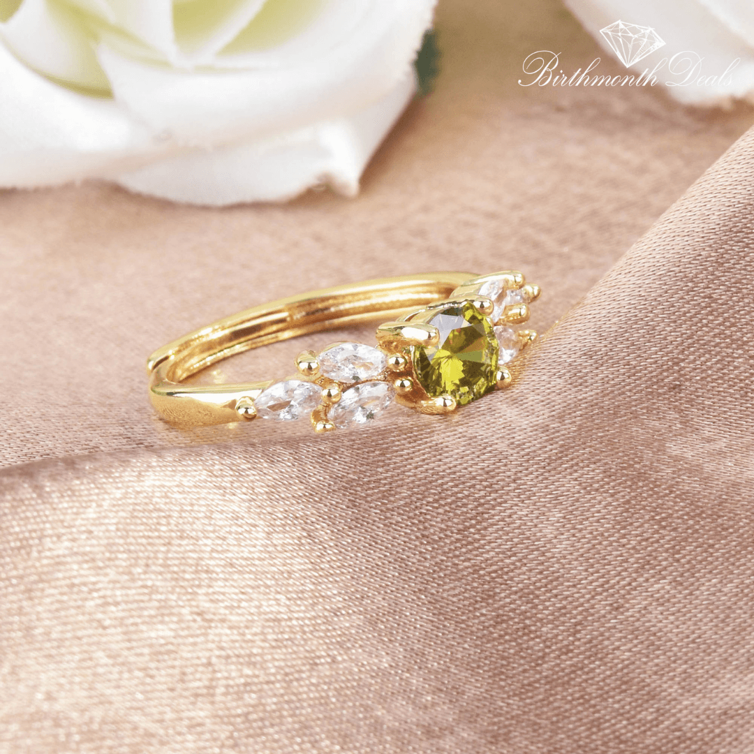 August Peridot Birthstone Ring - Birthmonth Deals