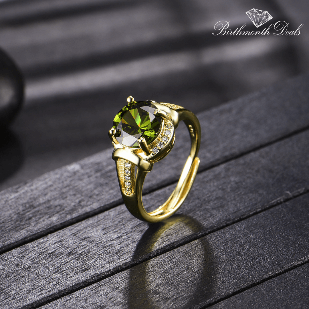 August Peridot Birthstone Ring - Birthmonth Deals