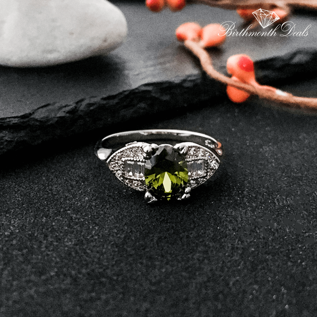 August Peridot Birthstone Ring - Birthmonth Deals