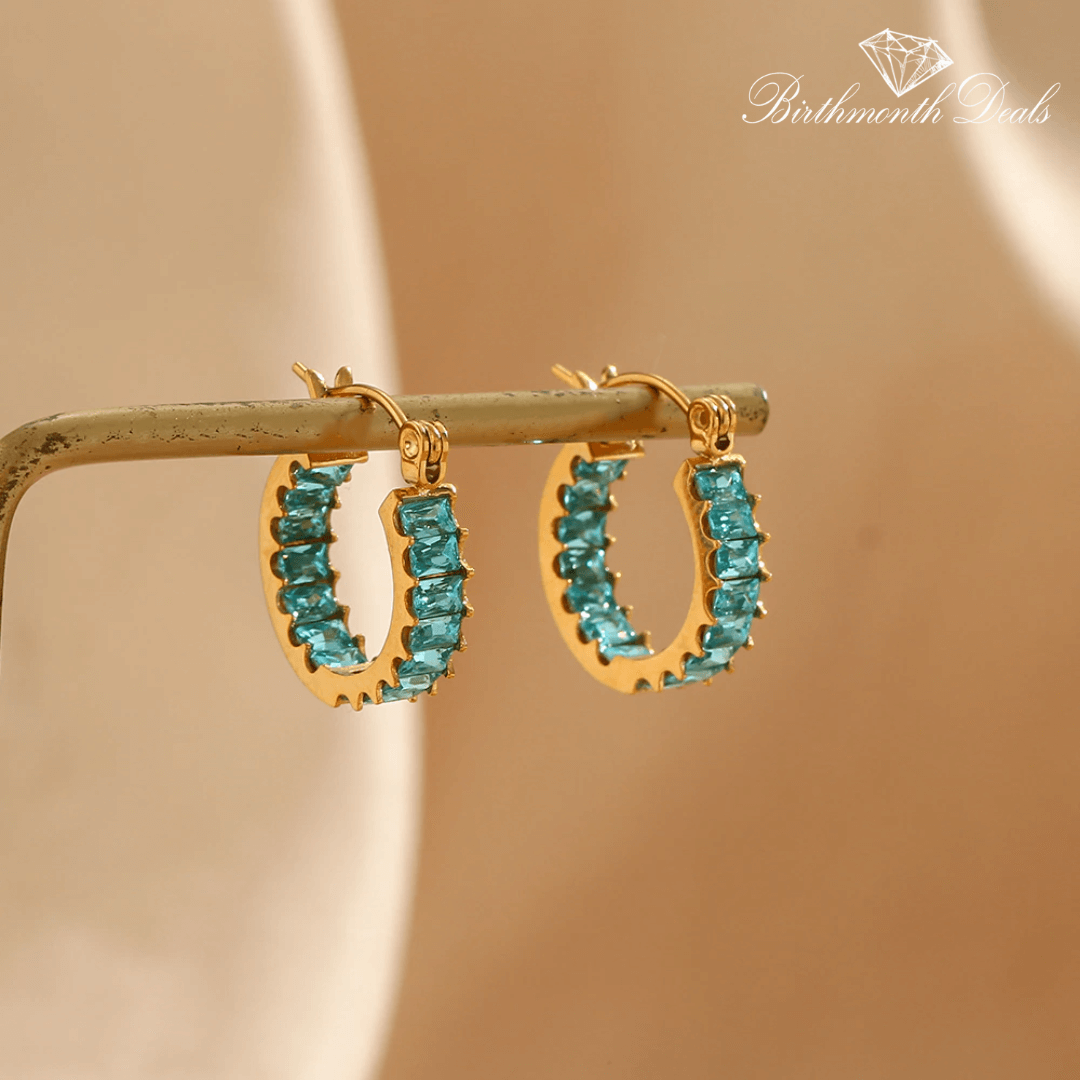 March Aquamarine Birthstone Earrings - Birthmonth Deals