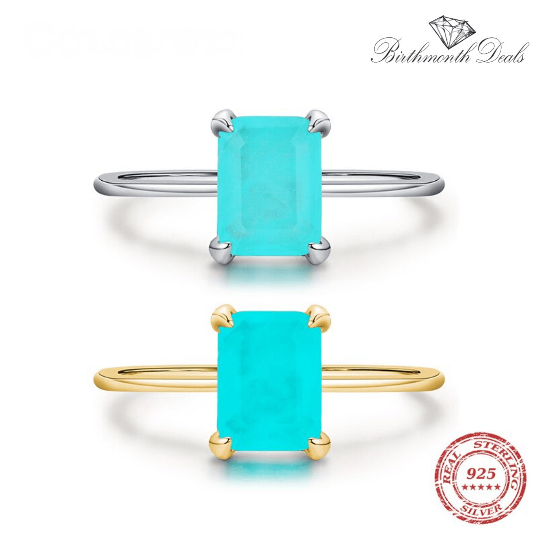 March Aquamarine Birthstone Ring - Birthmonth Deals