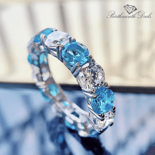 March Aquamarine Birthstone Ring - Birthmonth Deals