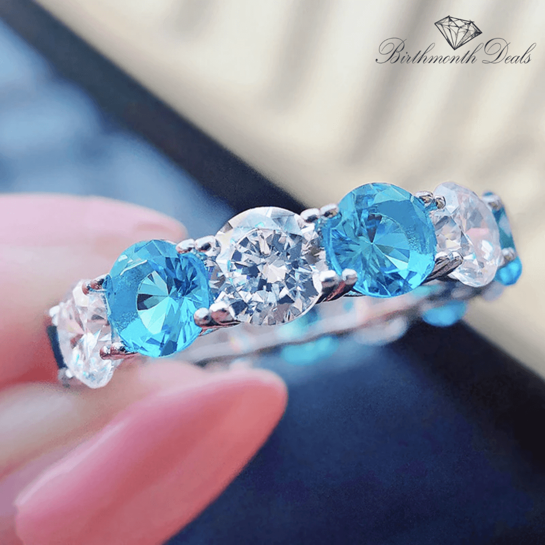 March Aquamarine Birthstone Ring - Birthmonth Deals