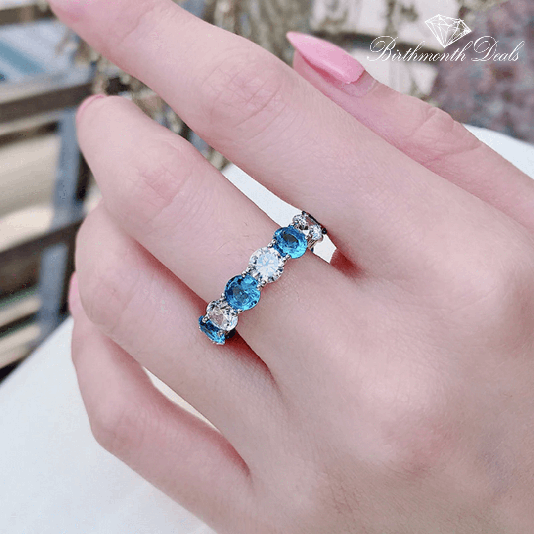 March Aquamarine Birthstone Ring - Birthmonth Deals