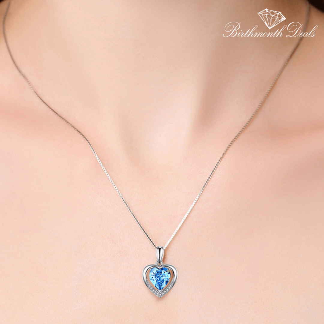 March Aquamarine Birthstone Necklace - Birthmonth Deals