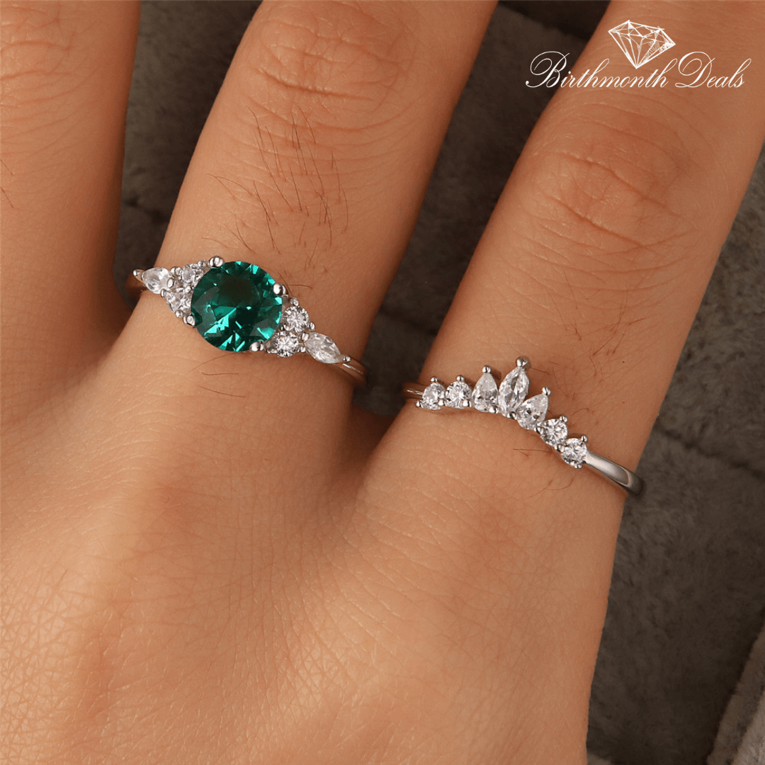 May Emerald Birthstone Stacking Ring - Birthmonth Deals