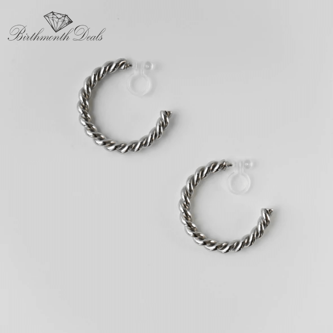 Terryl Clip-On Hoop Earrings - Silver - Birthmonth Deals