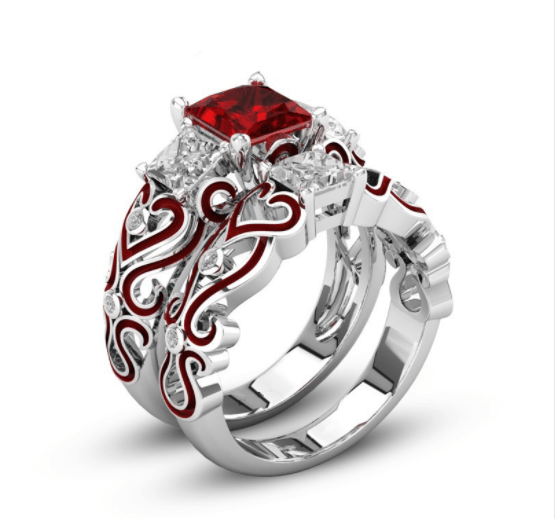 Forever in My Heart Ruby Three-Stone Promise Stacking Ring - Birthmonth Deals