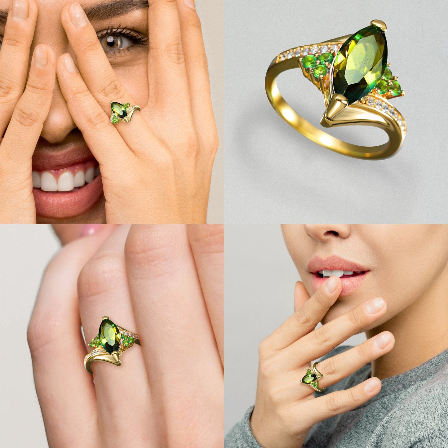 Mystic Peridot Sphere-Cut Ring