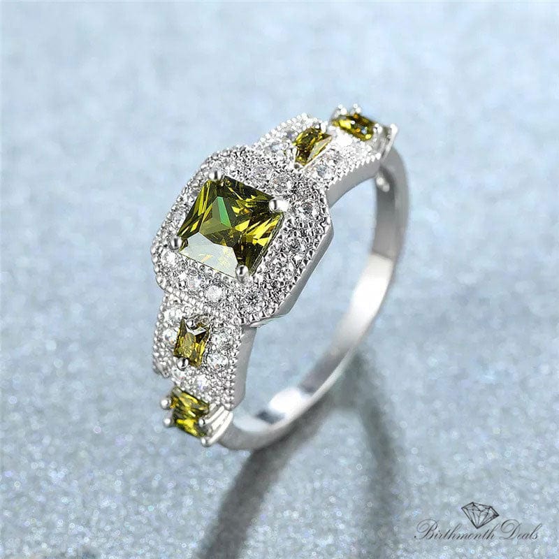 August Peridot Birthstone Deco Ring - Birthmonth Deals