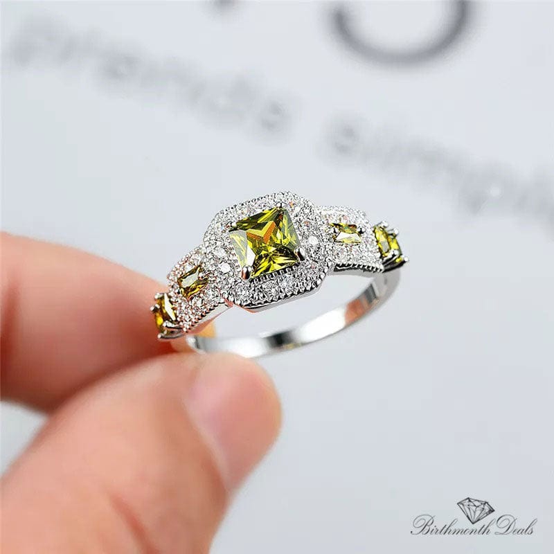 August Peridot Birthstone Deco Ring - Birthmonth Deals