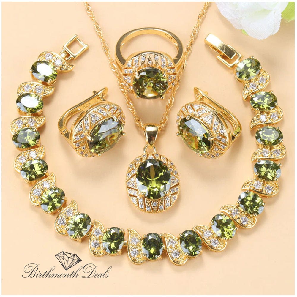 August Peridot Birthstone Jewelry set - Birthmonth Deals