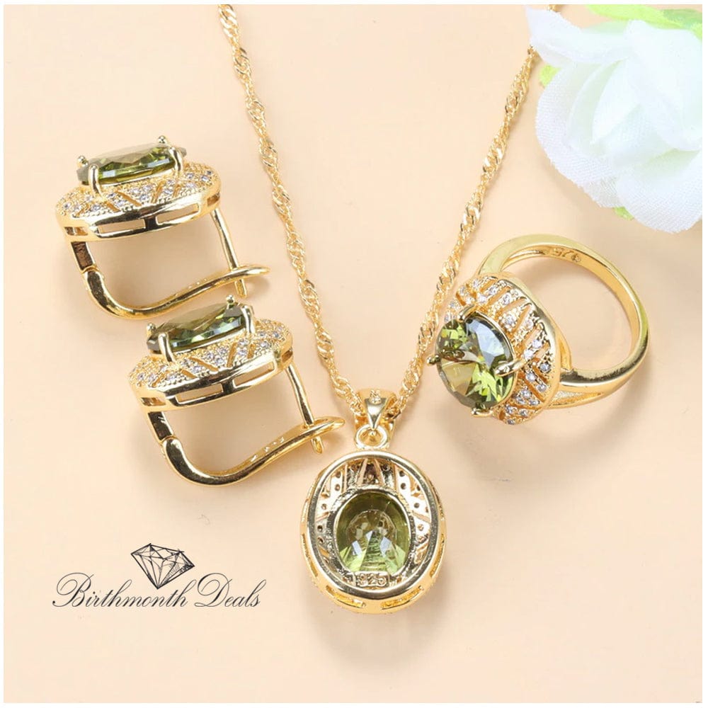 August Peridot Birthstone Jewelry set - Birthmonth Deals