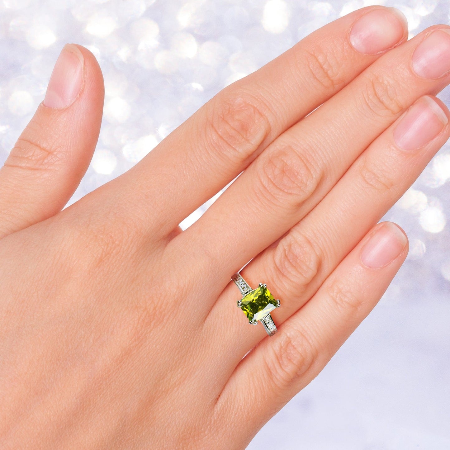 August Peridot Birthstone Ring - Birthmonth Deals