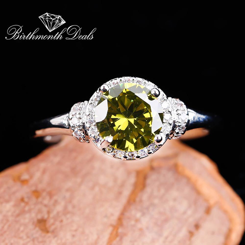 August Peridot Birthstone Ring - Birthmonth Deals