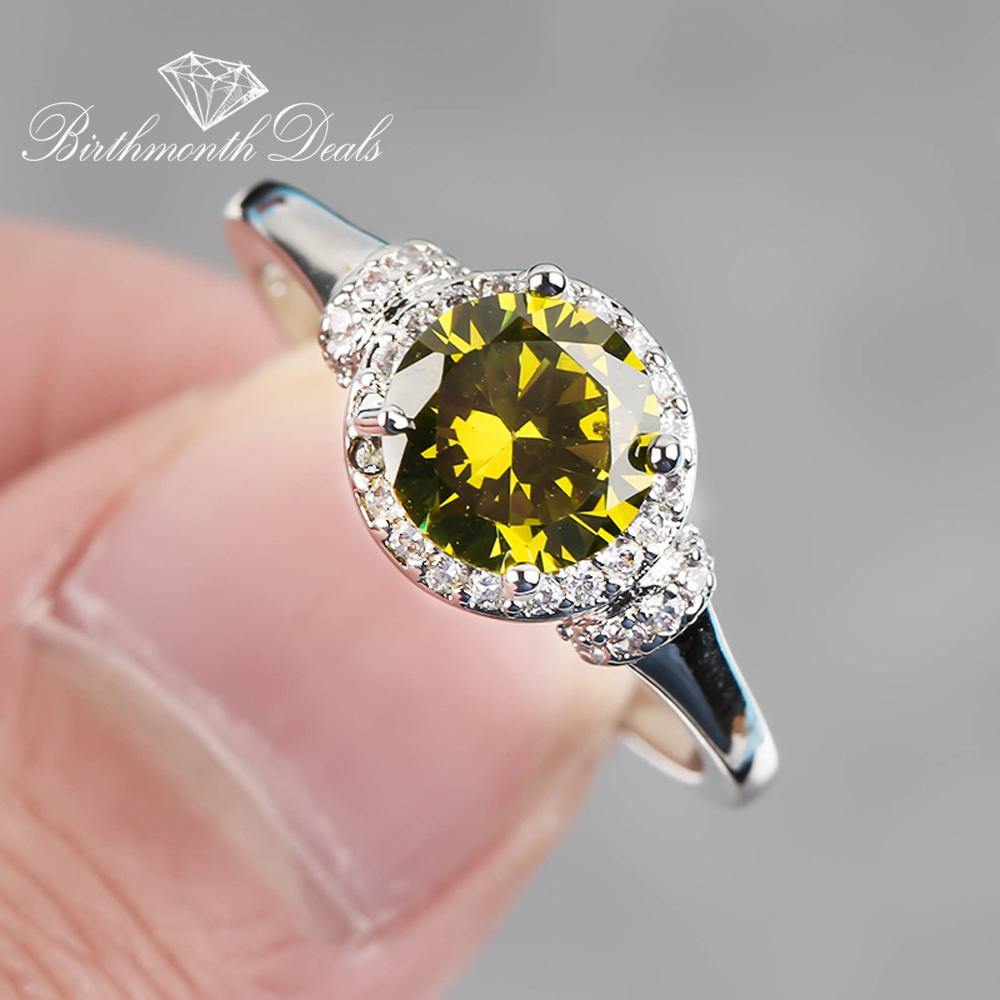 August Peridot Birthstone Ring - Birthmonth Deals