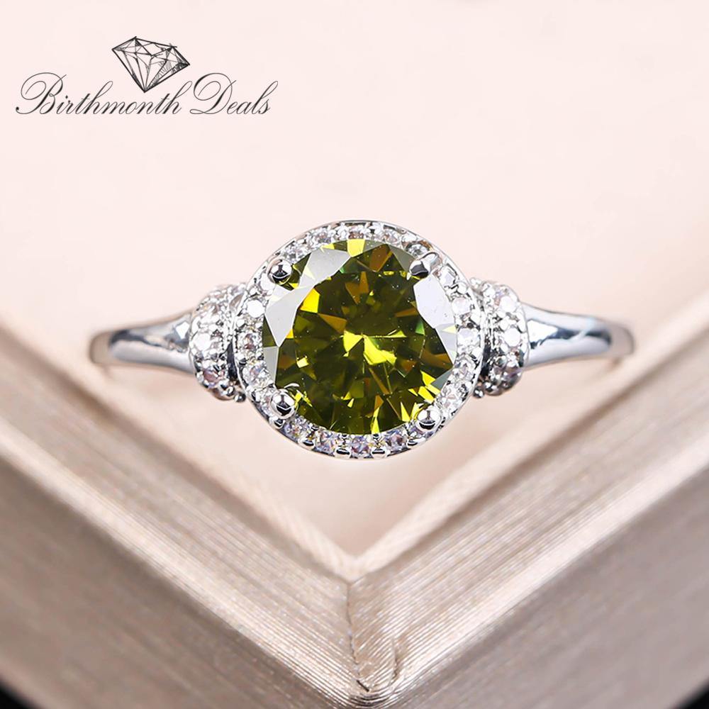 August Peridot Birthstone Ring - Birthmonth Deals