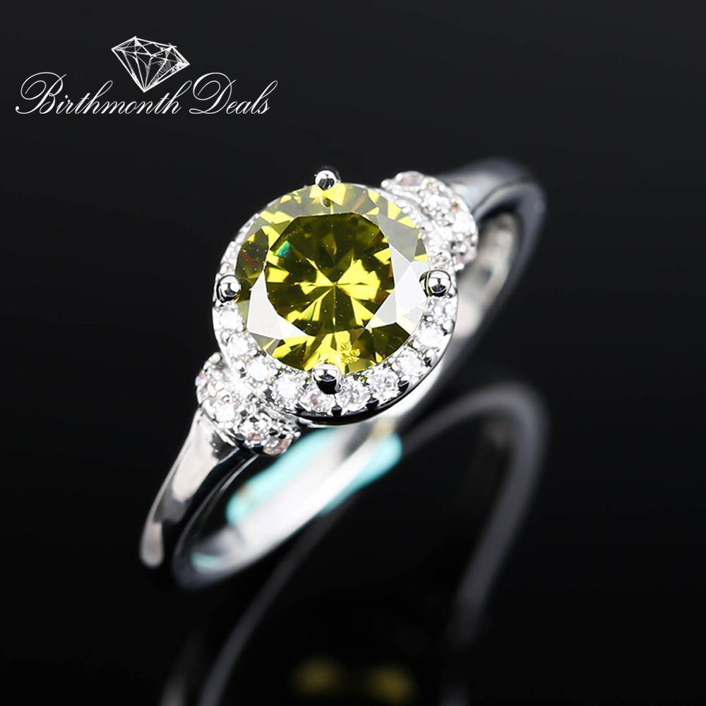 August Peridot Birthstone Ring - Birthmonth Deals