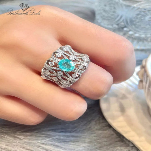 March Aquamarine Birthstone Ring - Birthmonth Deals