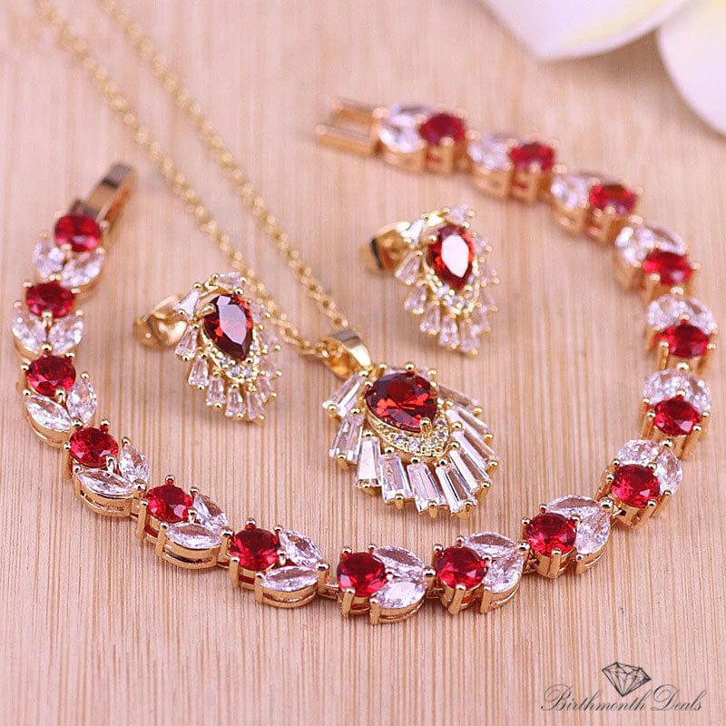 July Ruby Birthstone Jewelry Set - Birthmonth Deals