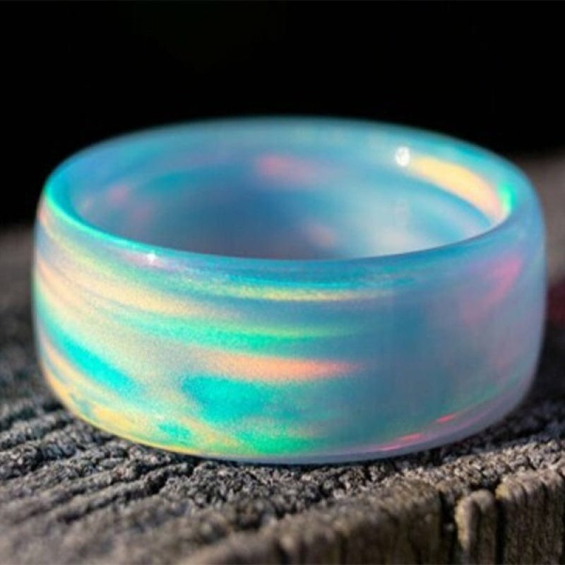 October Iridescent Opal Birthstone Stacking Ring - Birthmonth Deals