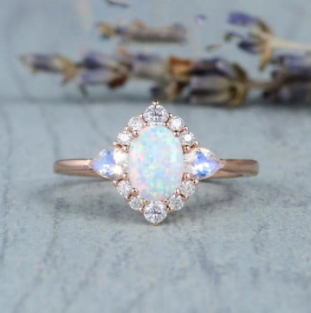 October Opal Birthstone Ring - Birthmonth Deals