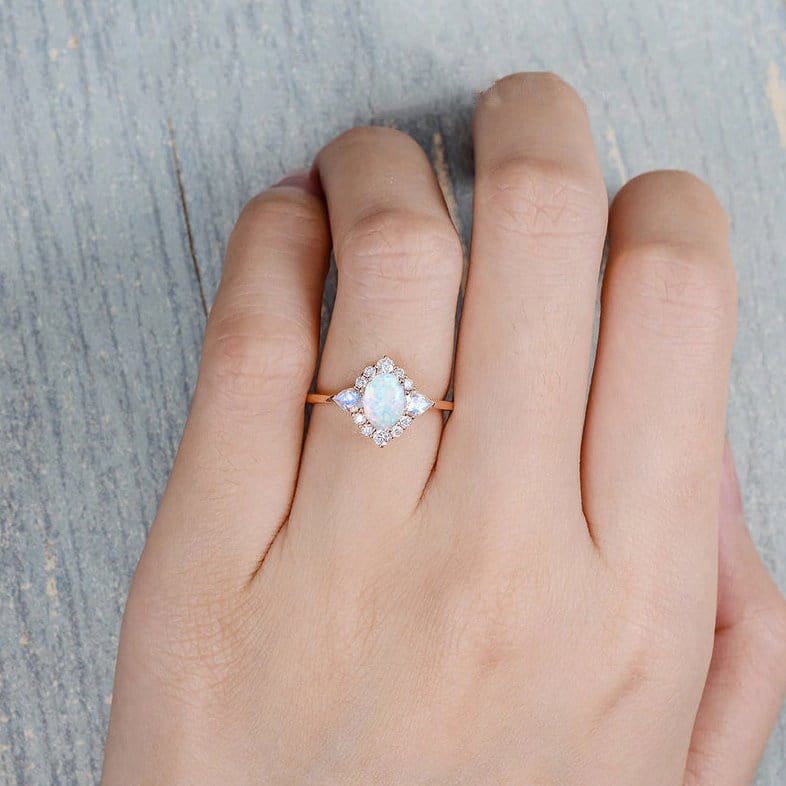 October Opal Birthstone Ring - Birthmonth Deals