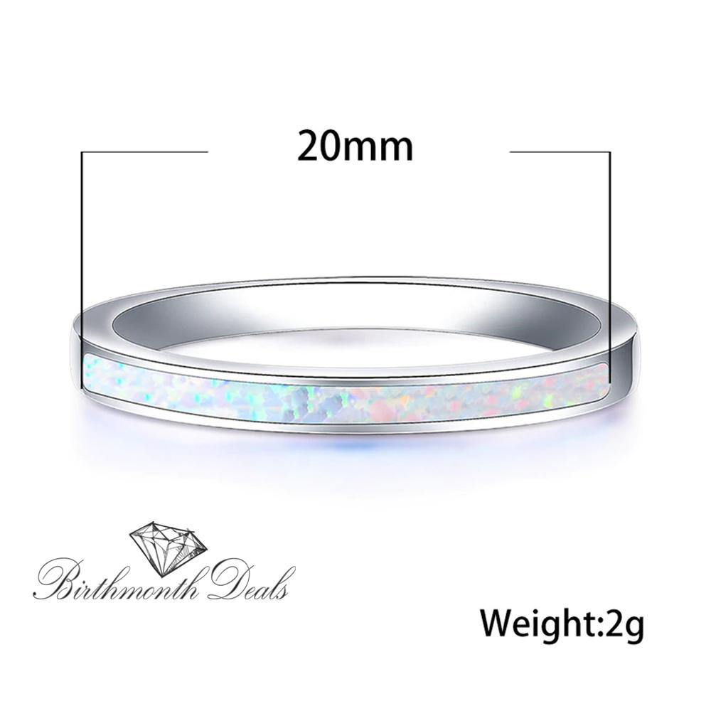 Opal October Birthstone Inlay Stacking Band Ring - Birthmonth Deals