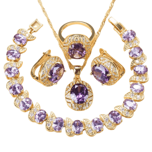 February Amethyst Birthstone Jewelry Set