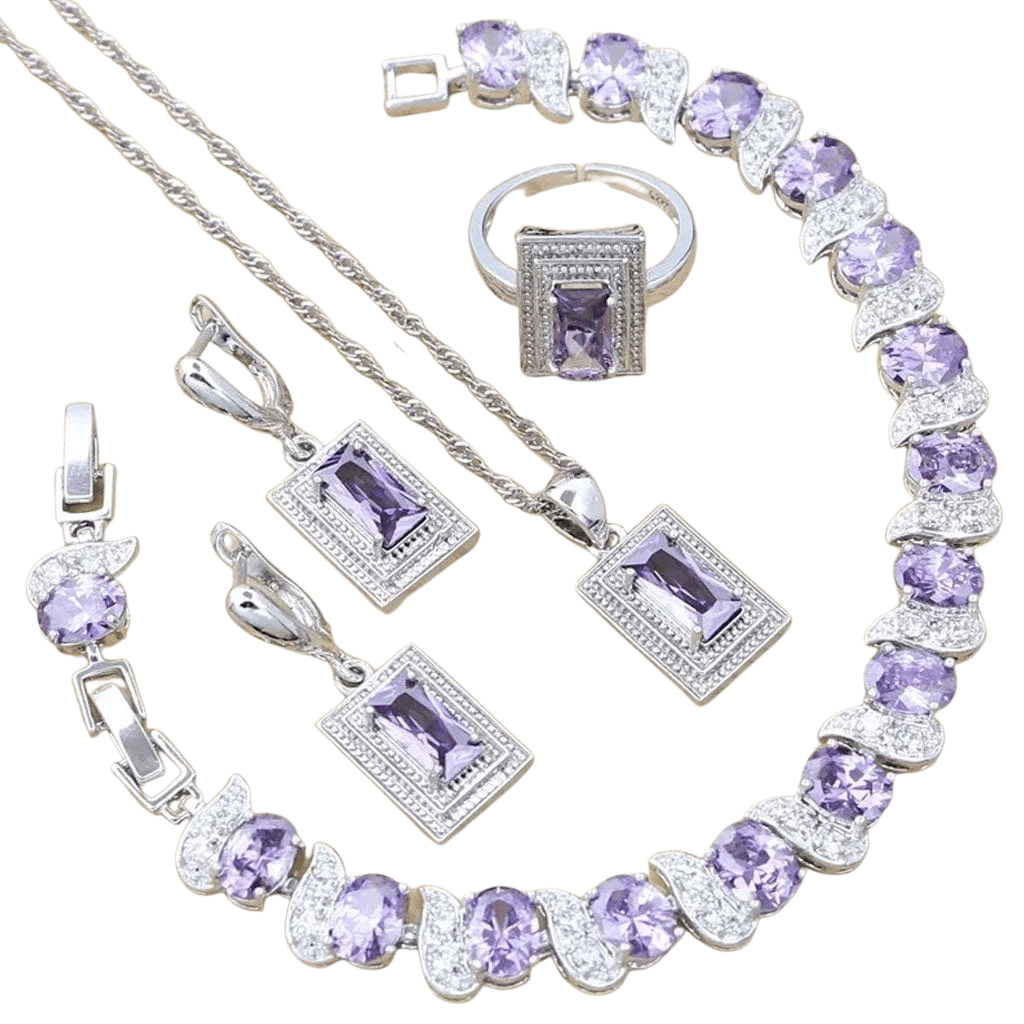 February Amethyst Birthstone Jewelry Set