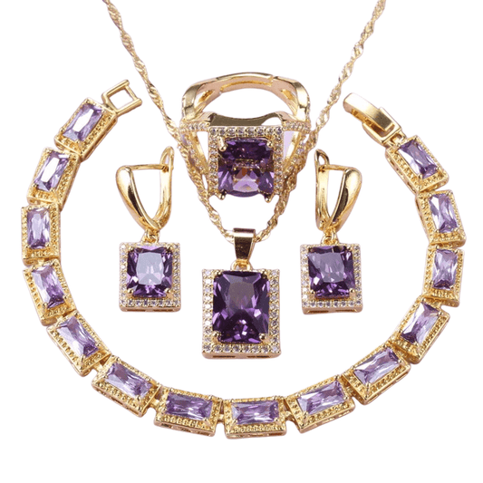 February Amethyst Birthstone Jewelry Set