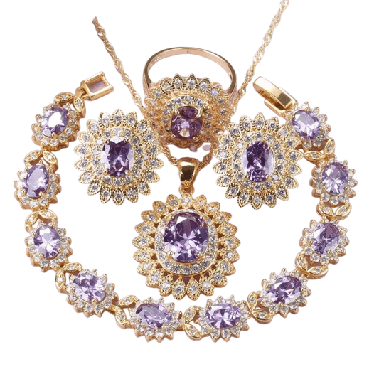 February Amethyst Birthstone Jewelry Set