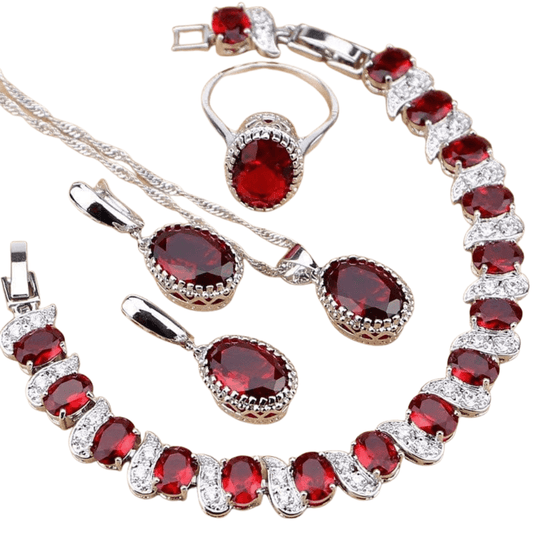 January Garnet Birthstone Jewelry Set