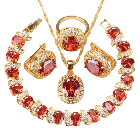 January Garnet Birthstone Jewelry Set