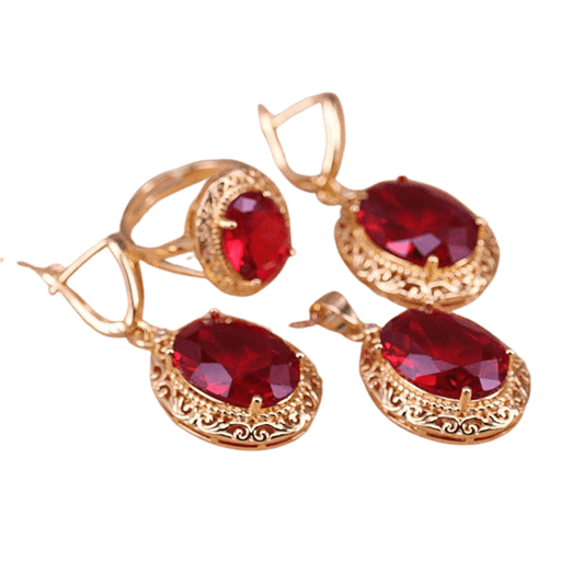 July Ruby Birthstone Jewelry Set