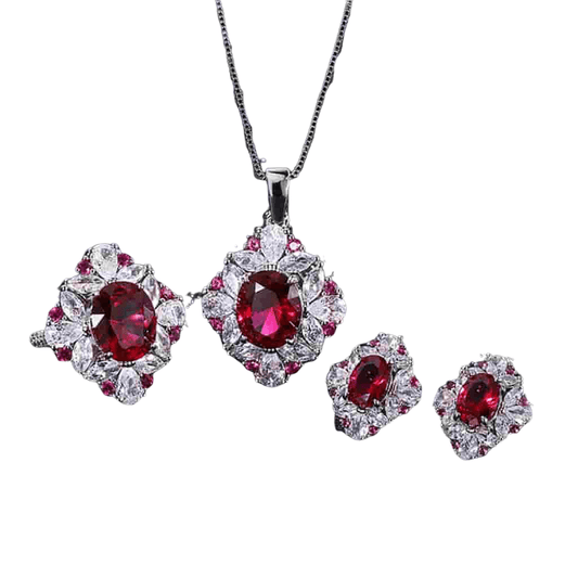 July Ruby Birthstone Jewelry Set