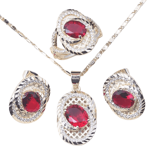 July Ruby Birthstone Jewelry Set