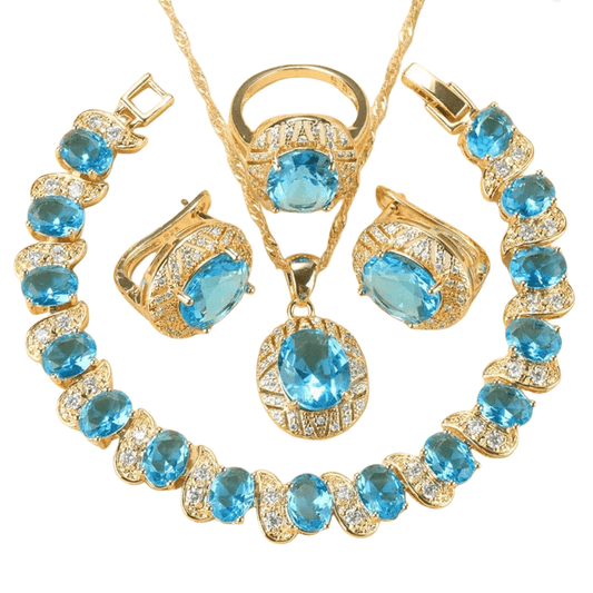 March Aquamarine Birthstone Jewelry Set