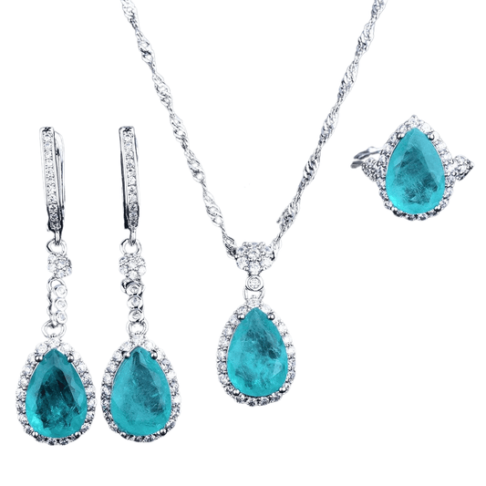 March Aquamarine Birthstone Jewelry Set