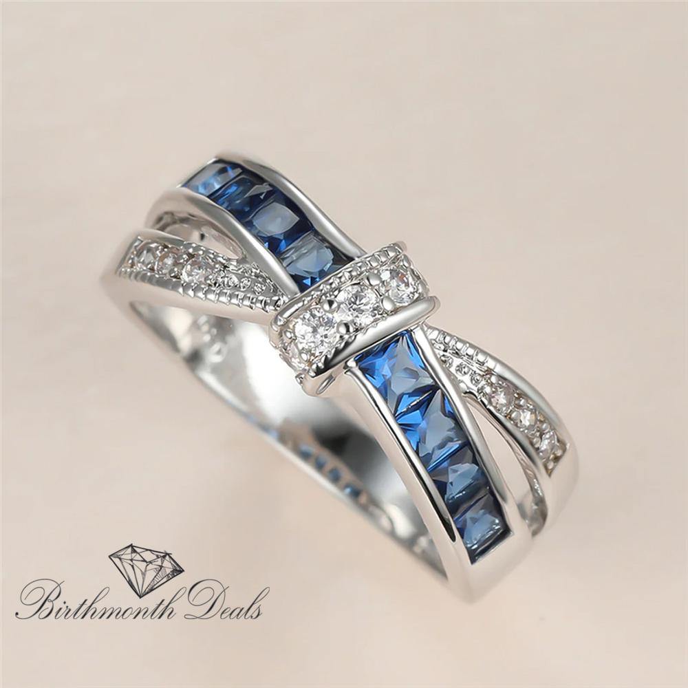 September Birthstone Sapphire Bow-Tie Ring - Birthmonth Deals