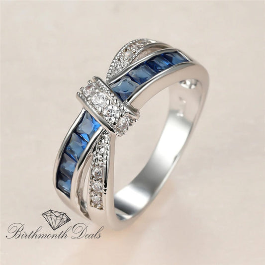 September Birthstone Sapphire Bow-Tie Ring - Birthmonth Deals