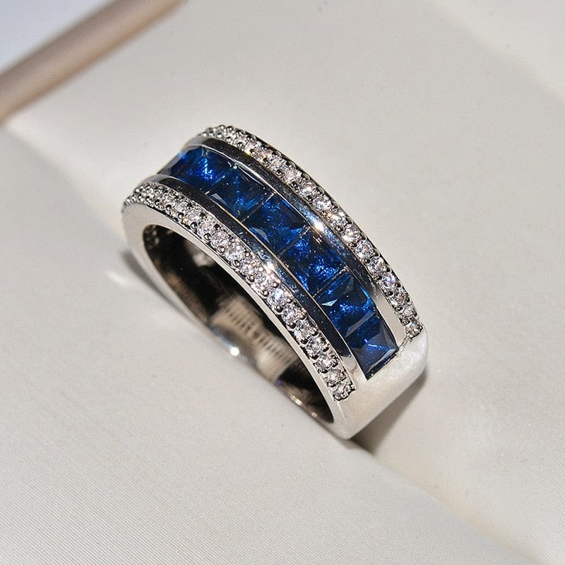 September Sapphire Triple Row Luxe Ring - Birthmonth Deals