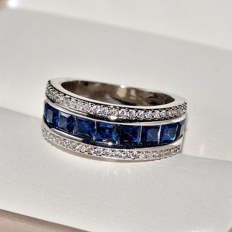 September Sapphire Triple Row Luxe Ring - Birthmonth Deals