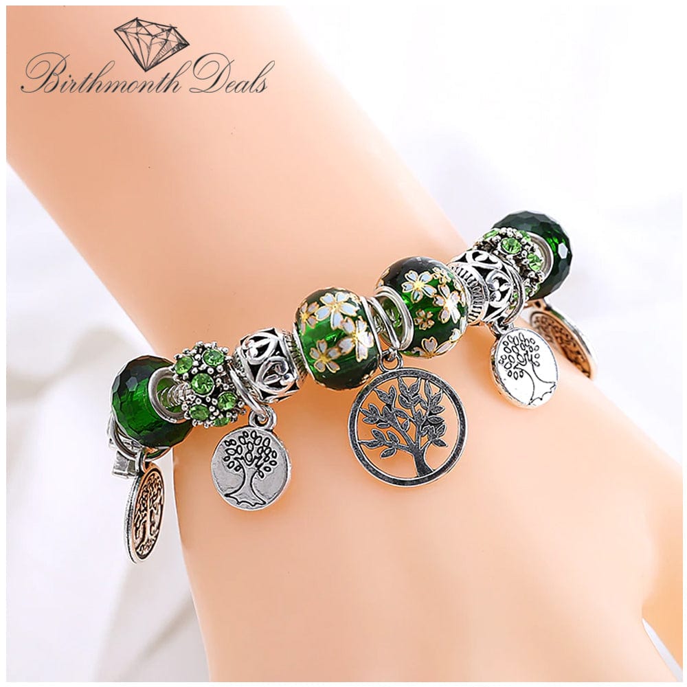 Tree of Life Peridot August Birthstone Charm Bracelet - Birthmonth Deals