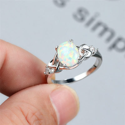 You're Mine Love Knot October Opal Ring - Birthmonth Deals