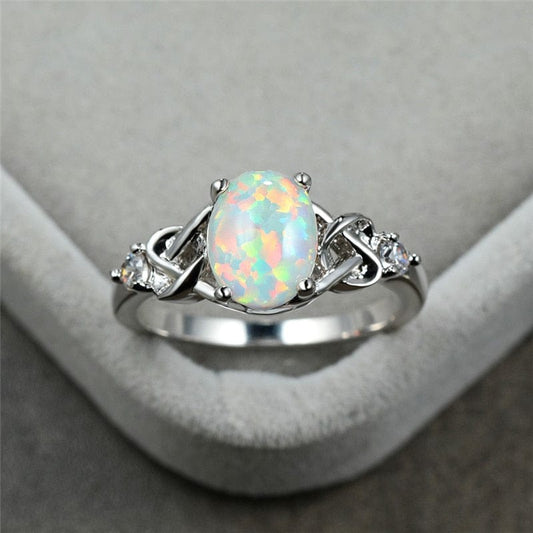 You're Mine Love Knot October Opal Ring - Birthmonth Deals